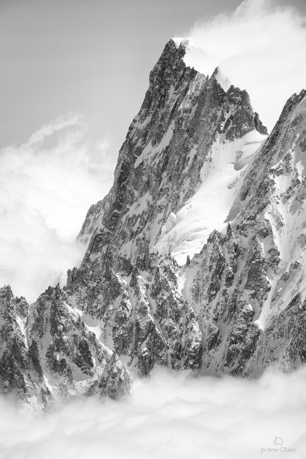 Grandes Jorasses noir et blanc, massif du Mont-Blanc