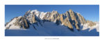 Vue panoramique du Mont-Blanc versant est. Tour Ronde, Combe Maudite, Mont Maudit, Mont-Blanc du Tacul. Massif du Mont-Blanc.